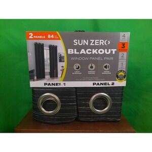 2 Panel 37"x84" Sun Zero Wylder Texture Thermal Blackout Level 3 Grommet Curtain